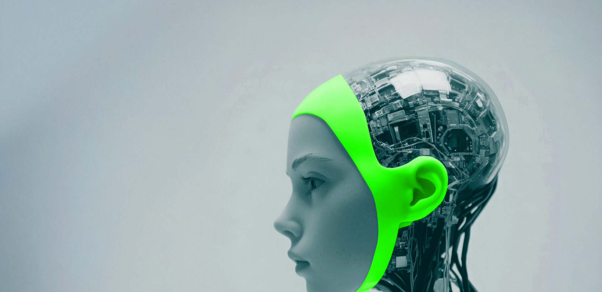 Roboter Gesicht mit grünem Highlight