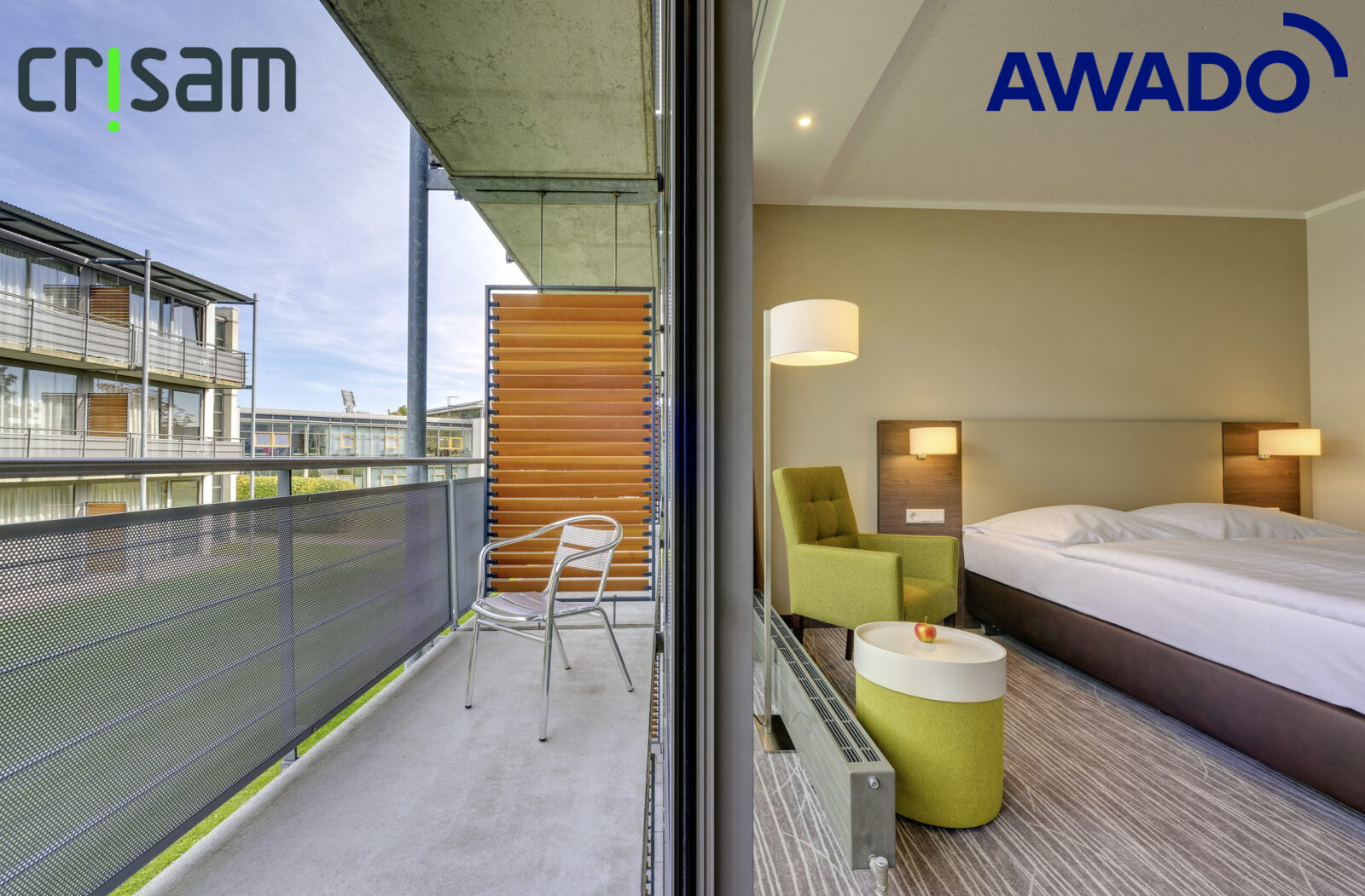 Hotelzimmer mit Logos oben