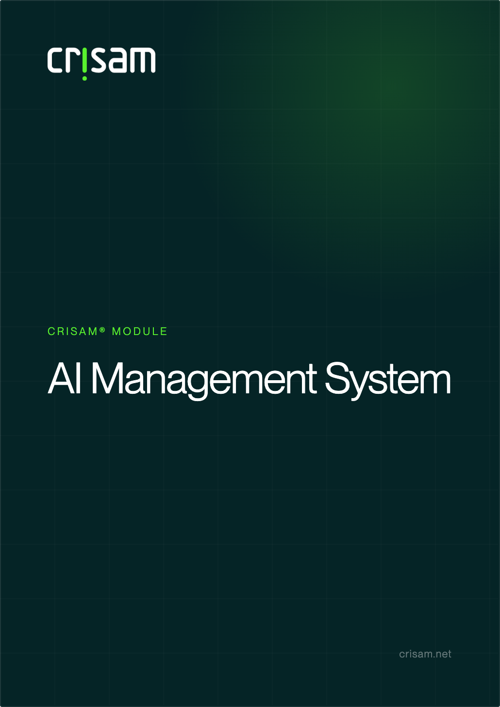 Cover of the CRISAM AI Management product sheet