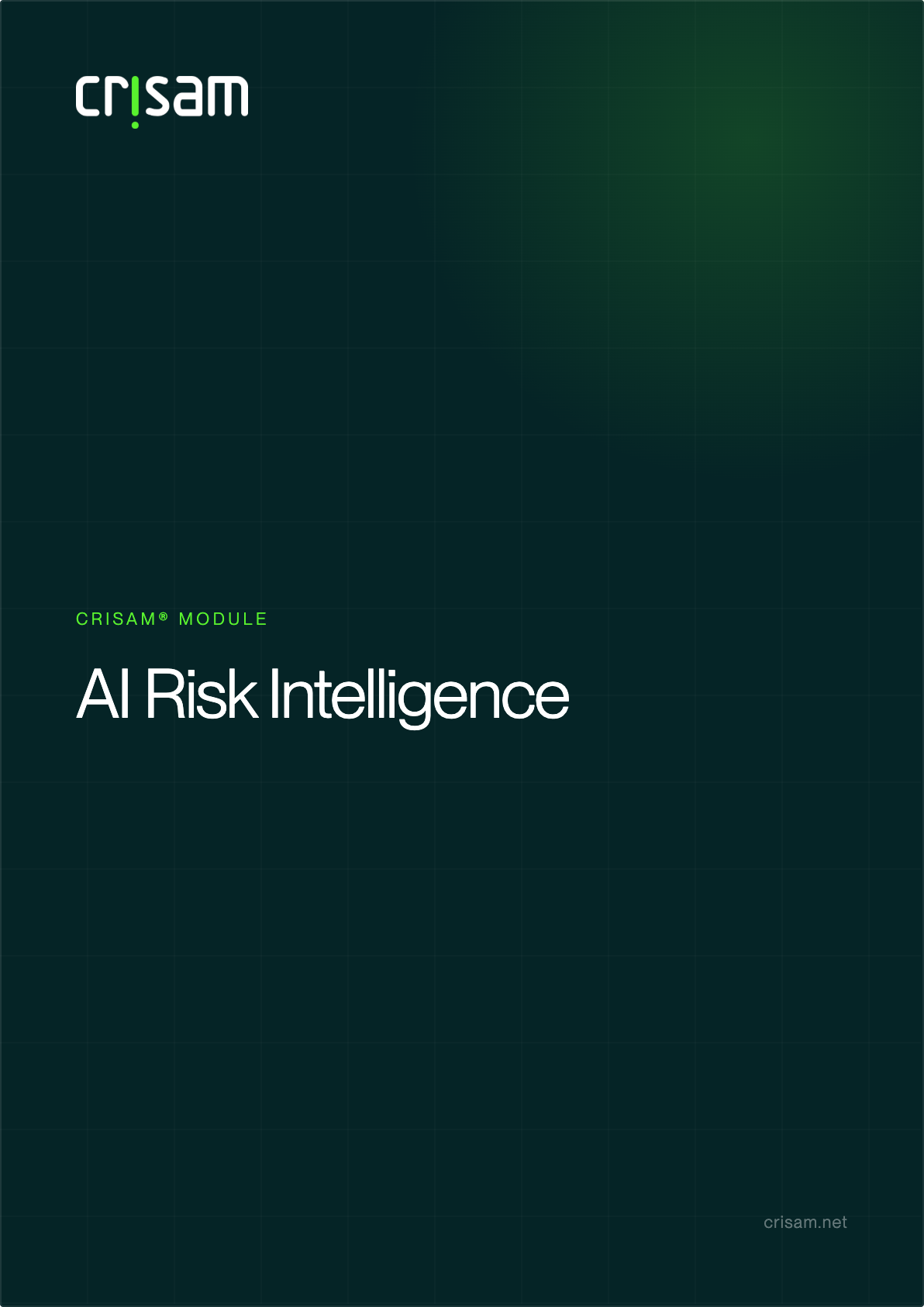 Cover of the CRISAM AI Risk Intelligence product sheet