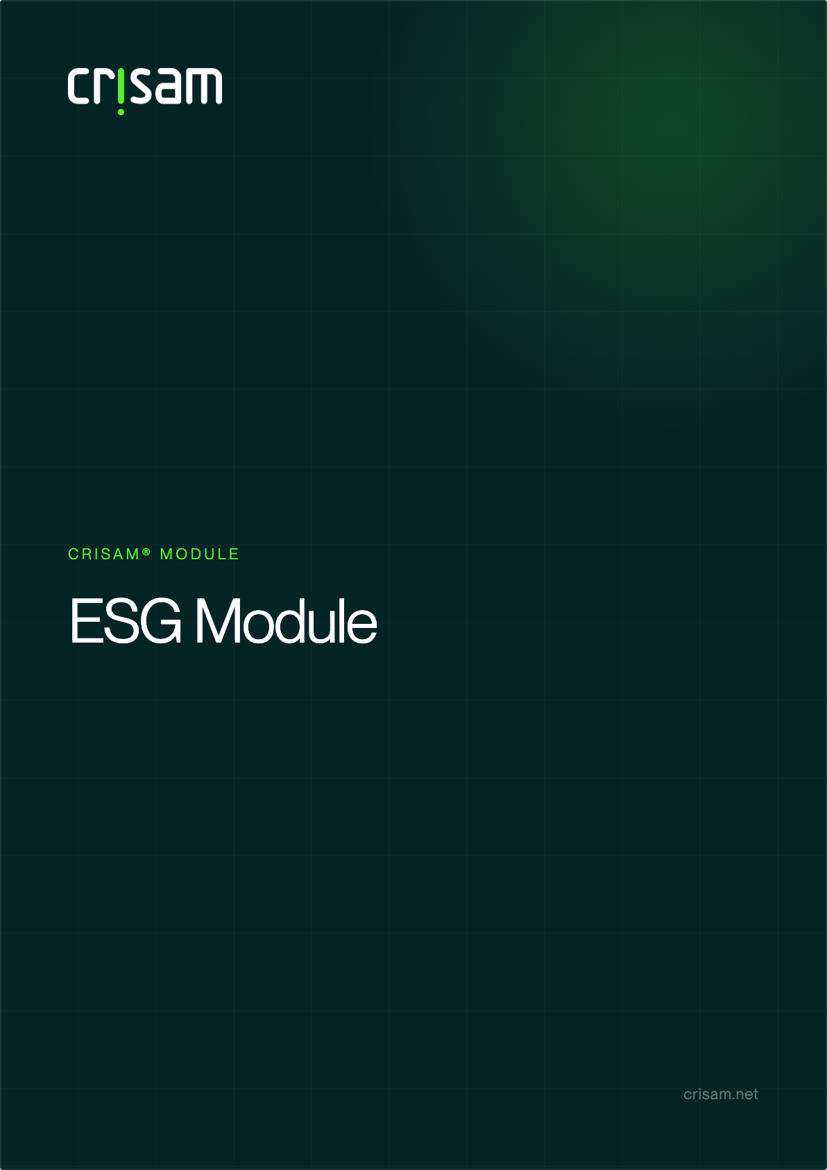 Cover of the CRISAM ESG product sheet