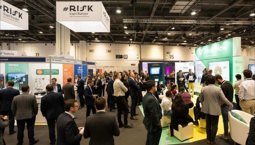 Delegates networking on the #RISK Expo Europe exhibition floor