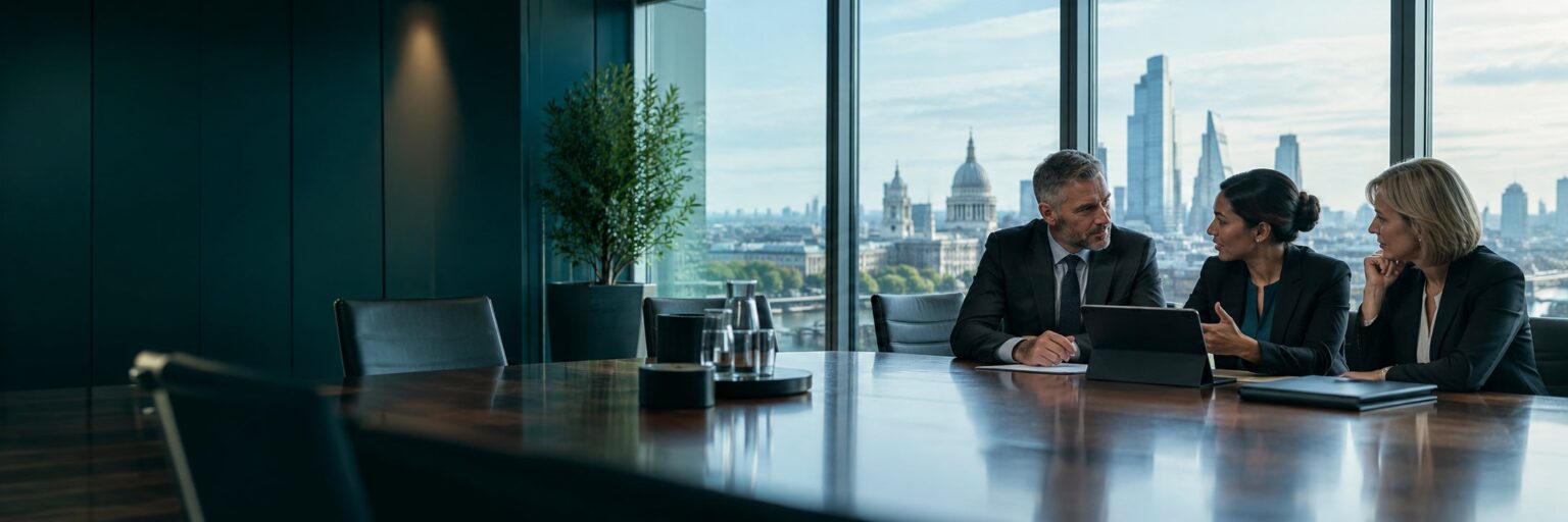 CRISAM® Bildwelt Finanzwirtschaft: Besprechung im Boardroom über der City