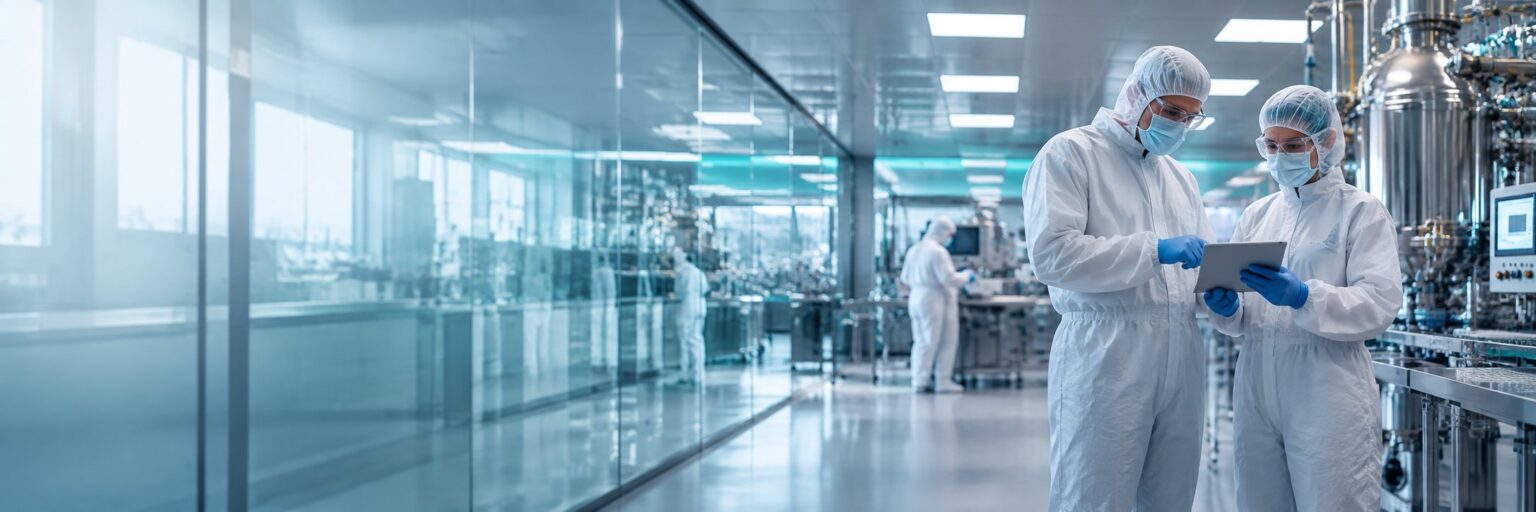 CRISAM® Bildwelt Gesundheitswesen: Person in Schutzkleidung im Reinraum eines Labors